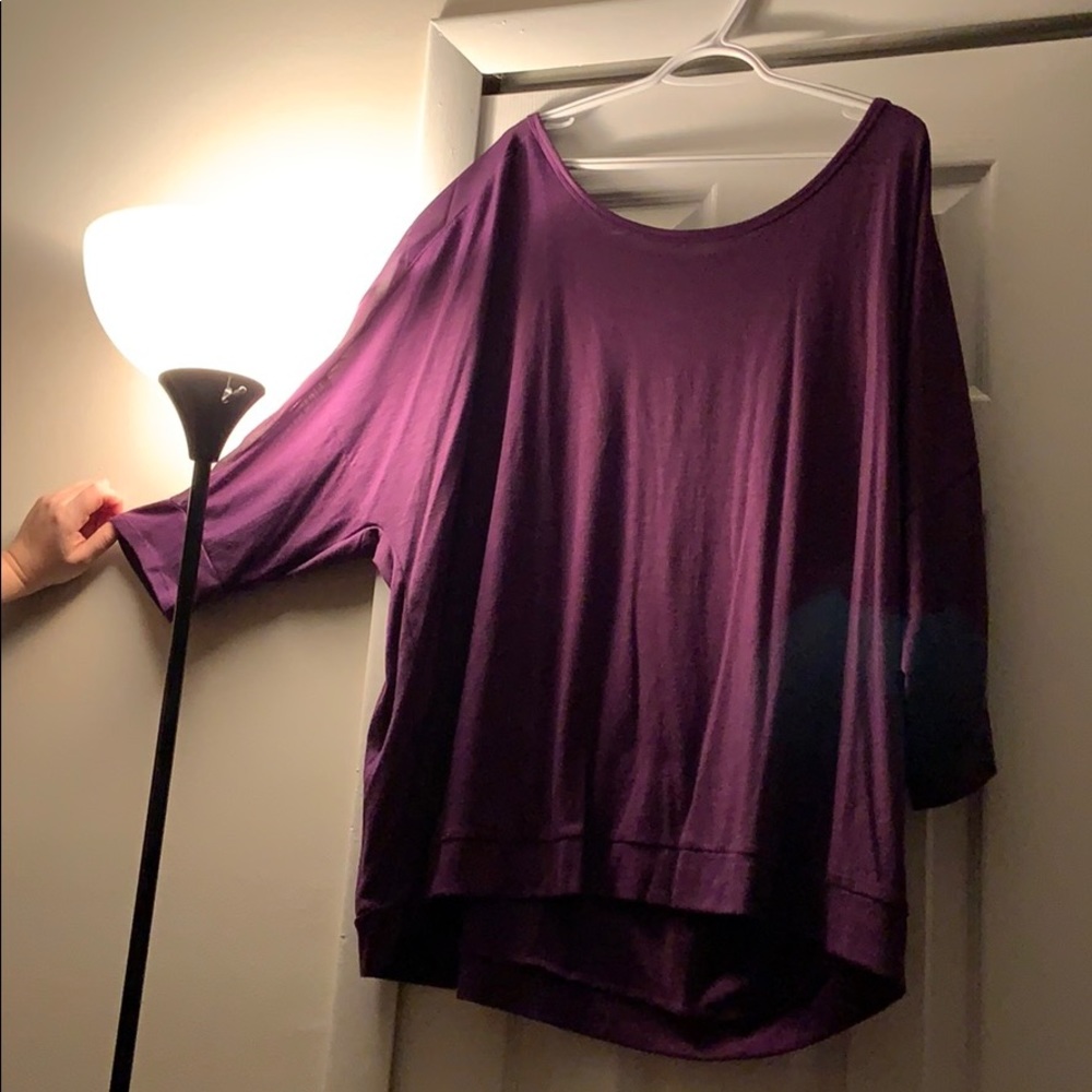 3/4 Sleeve sheer trimmed top